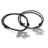 Maria King Páros fekete zsinórszövet karkötő legjobb barátok örökké puzzle charmmal, 2 db