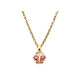 Maria King Pink kristály pillangós gyerek nyaklánc medállal, arany színű