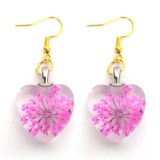 Maria King Pink virágszív fülbevaló, választható arany vagy ezüst színű akasztóval