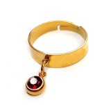 Maria King Piros kristály charmos állítható méretű gyűrű, arany színű, választható szélességben