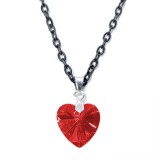Maria King Piros kristály szív medál fekete lánccal