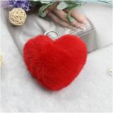 Maria King Piros szív műszőrme pompom/kulcstartó