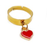 Maria King Piros tűzzománc szív charmos állítható méretű gyűrű, arany színű, választható szélességben