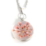 Maria King Piros virág üvegmedál, választható arany vagy ezüst színű acél lánccal vagy bőr lánccal