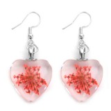 Maria King Piros virágszív fülbevaló, választható arany vagy ezüst színű akasztóval