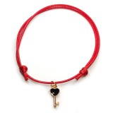 Maria King Piros zsinórszövet karkötő fekete tűzzománc kulcs charmmal