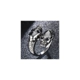 Maria King Punk rock koponya motívumos férfi gyűrű - ezüst színű, állítható méretű