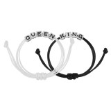 Maria King Queen-King feliratos páros karkötő, fekete-fehér
