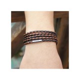 Maria King Retro barna-fekete fonott bőr karkötő, 20 cm