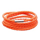 Maria King Retro rozsdabarna-narancsos fonott bőr karkötő, 20 cm