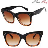 Maria King Retro vastag keretes barna macskaszem napszemüveg, alján leopárd mintával