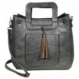 Maria King Rojtos szegecses designbőr kézitáska, szürke