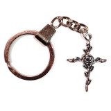 Maria King Rózsa kereszt kulcstartó, ezüst színben