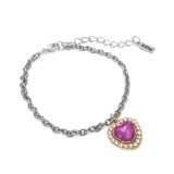 Maria King Rózsaszín kristály szív karkötő