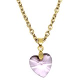 Maria King Rózsaszín kristály szív medál arany színű lánccal