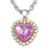 Maria King Rózsaszín kristály szív medál ezüst színű lánccal