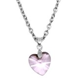 Maria King Rózsaszín kristály szív medál ezüst színű lánccal
