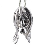 Maria King Rozsdamentes acél angyalszárnyas csontváz medál box chain nyaklánccal