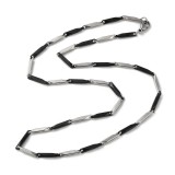 Maria King Rozsdamentes acél fekete-ezüst bar link nyaklánc, 50 cm