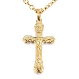 Maria King Rozsdamentes acél kereszt medál nyaklánccal, arany színű