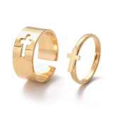 Maria King Rozsdamentes acél kereszt motívumos páros gyűrű (2 db)