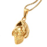 Maria King Rozsdamentes acél koponyás-karmos medál box chain nyaklánccal, arany színű
