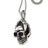 Maria King Rozsdamentes acél koponyás-karmos medál box chain nyaklánccal, ezüst színű