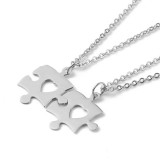 Maria King Rozsdamentes acél páros puzzle medál nyaklánccal, 45+6 cm, 2 db nyaklánc
