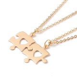 Maria King Rozsdamentes acél páros puzzle medál nyaklánccal, 45+6 cm, 2 db nyaklánc, arany színű