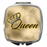 Maria King Sminktükör Korona grafikával, Queen (Királynő) felirattal, több színben