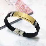 Maria King Szilikon és nemesacél férfi karkötő, arany-fekete - gravírozható