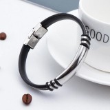 Maria King Szilikon és nemesacél férfi karkötő, ezüst-fekete - gravírozható 2.