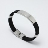 Maria King Szilikon és nemesacél férfi karkötő, ezüst-fekete - gravírozható