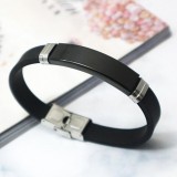 Maria King Szilikon és nemesacél férfi karkötő, fekete - gravírozható