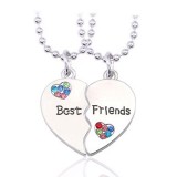 Maria King Színes kristályos Legjobb Barát két db páros nyaklánc (Best Friends felirattal)