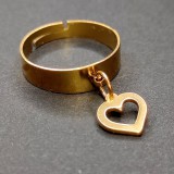 Maria King Szív charmos állítható méretű gyűrű, arany színű, választható szélességben