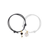 Maria King Szív és kulcs páros karkötő, fekete-fehér