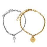 Maria King Szív Kulcs és Lakat charmos páros karkötő, ezüst és arany színű