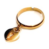 Maria King Szív Lakat charmos állítható méretű gyűrű, arany színű, választható szélességben