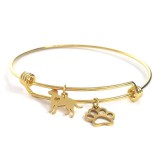Maria King Tappancs és kutyus nemesacél karperec charmokkal, arany színű