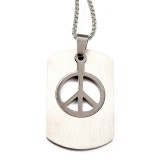 Maria King Titánium acél Békejel és Dögcédula medál box chain nyaklánccal, ezüst színű