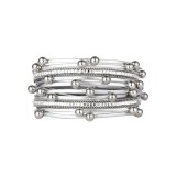 Maria King Többrétegű, dupla bőr charm karkötő, ezüst színű, uniszex