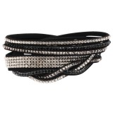Maria King Többsoros kristályokkal kirakott divat karkötő, 1,2x60 cm - fekete