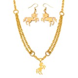 Maria King Unikornis nemesacél nyaklánc és fülbevaló szett, arany színű