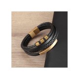 Maria King Vagány műbőr férfi karkötő, arany színű fémdíszekkel 2.