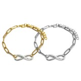 Maria King Végtelen-BFF (Legjobb Barátok Örökké) charmos rozsdamentes acél hosszú szemes páros karkötő, ezüst-arany színű