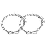 Maria King Végtelen-BFF (Legjobb Barátok Örökké) charmos rozsdamentes acél hosszú szemes páros karkötő, ezüst színű