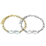 Maria King Végtelen-Szív charmos rozsdamentes acél hosszú szemes páros karkötő, arany-ezüst színű