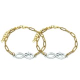 Maria King Végtelen-Szív charmos rozsdamentes acél hosszú szemes páros karkötő, arany színű