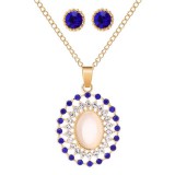 Maria King Vidám nyaklánc és fülbevaló szett, arany-kék